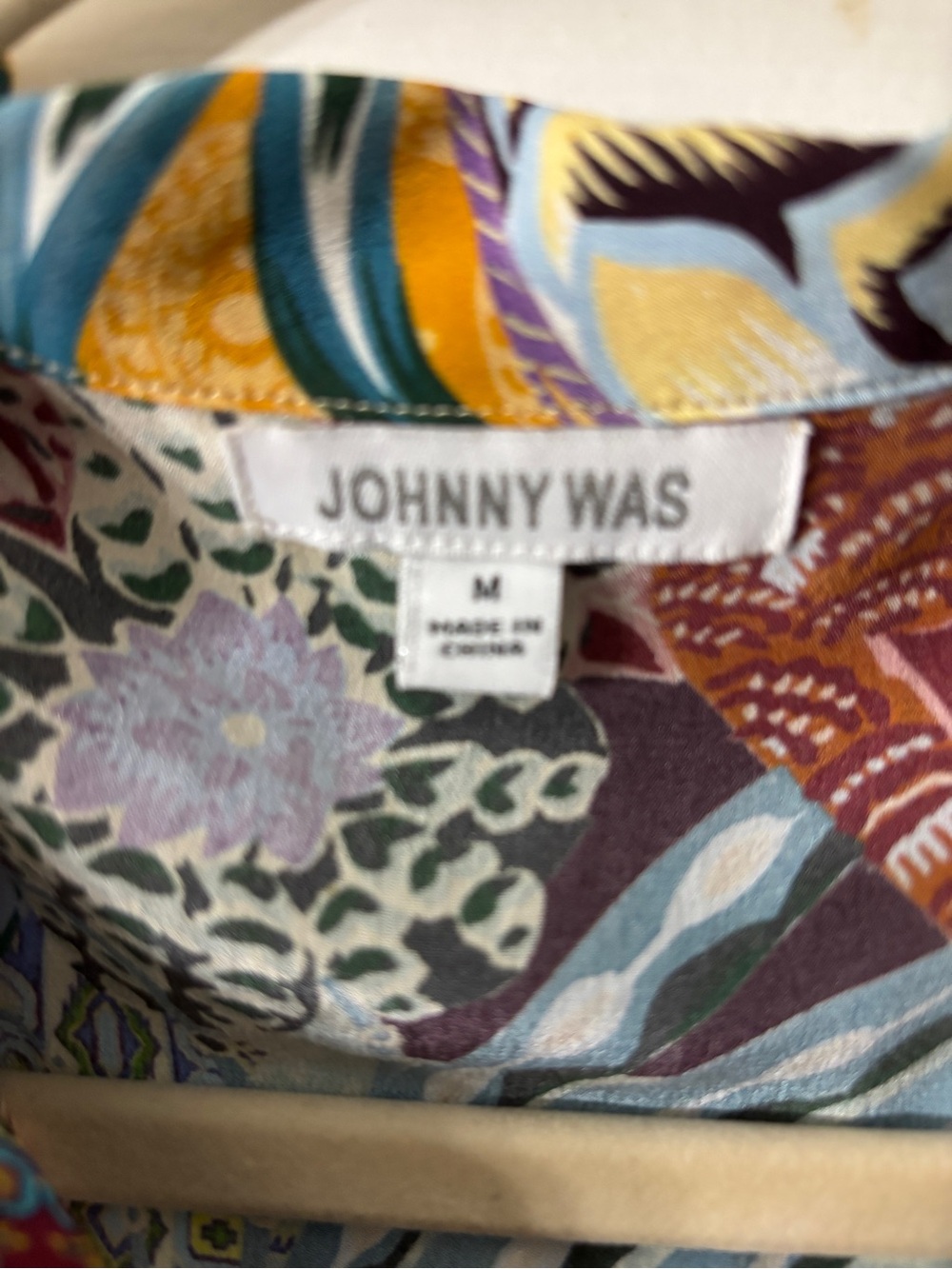 Johnny Was Vibrant Silk Patchwork & Owl Print Blouse - Picture 2 of 15